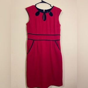 Elegant and beautiful red formal dress with back zipper and cute black details